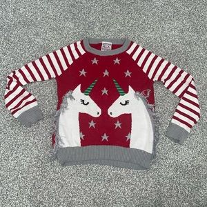 Girls Unicorn Christmas Sweater size M 7/8